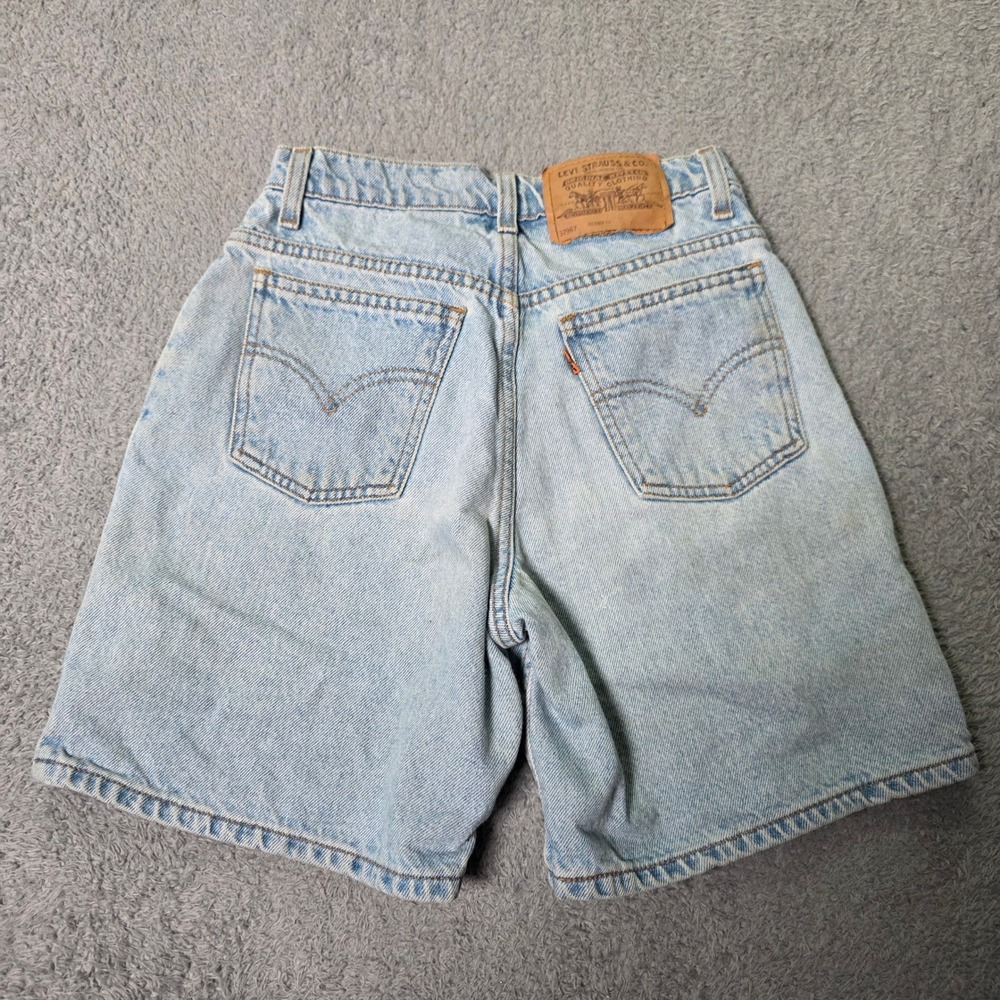 Levi's Women 3 Denim Shorts Light Wash 967 Relaxed Fit High Rise Orange Tab